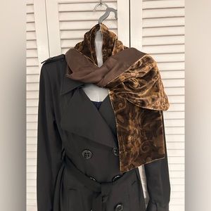 Vintage satin and velvet scarf patterned in floral paisley by Elaine Gold